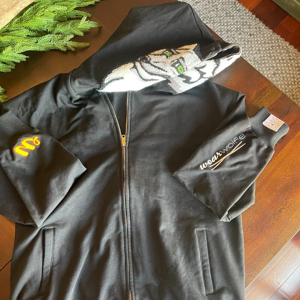 WearWolfe 9419 Double Full Zip Black Hoodie Size XL